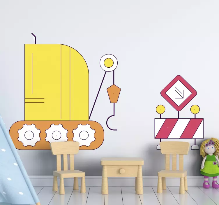 어린이를위한 벽 스티커 건설 차량의 흥미진진함 - TenStickers