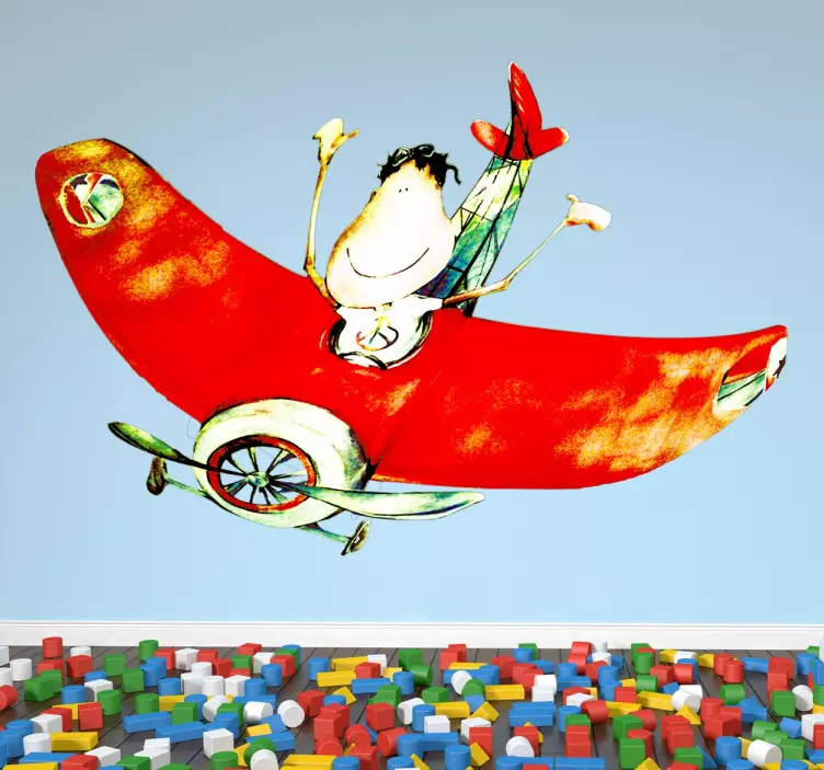 어린이를위한 벽 스티커 행복한 아이 비행기 - TenStickers