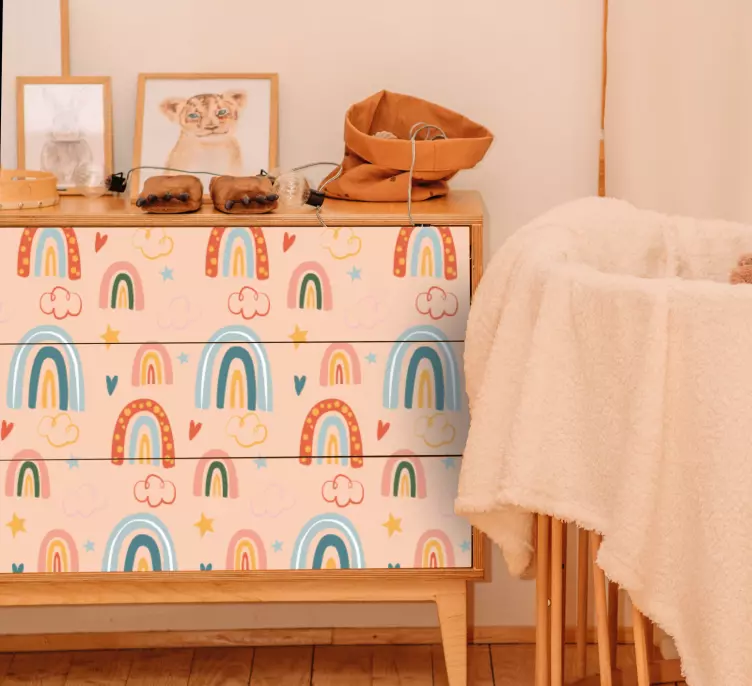 어린이를위한 벽 스티커 활기찬 무지개 요소 - TenStickers