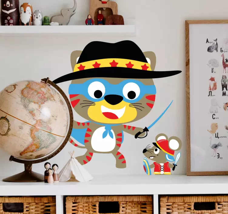 어린이를위한 벽 스티커 장난기 넘치는 동물 캐릭터 - TenStickers