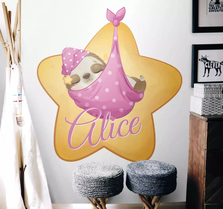 어린이를위한 벽 스티커 잠자는 나무늘보 디자인 - TenStickers