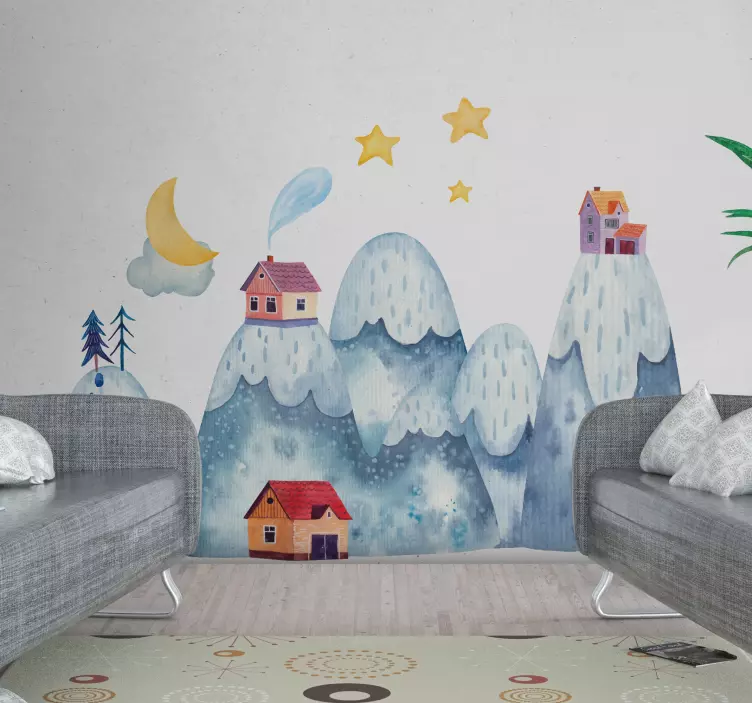 어린이를위한 벽 스티커 기발한 산 풍경 - TenStickers