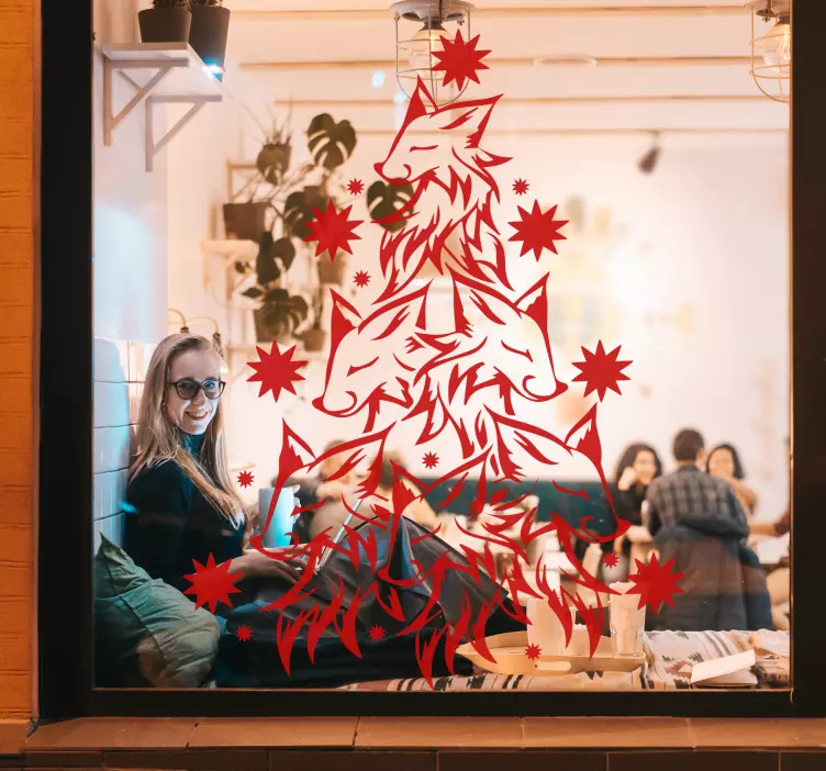 드래곤과 공룡 벽 스티커 여우 크리스마스 디자인 - TenStickers