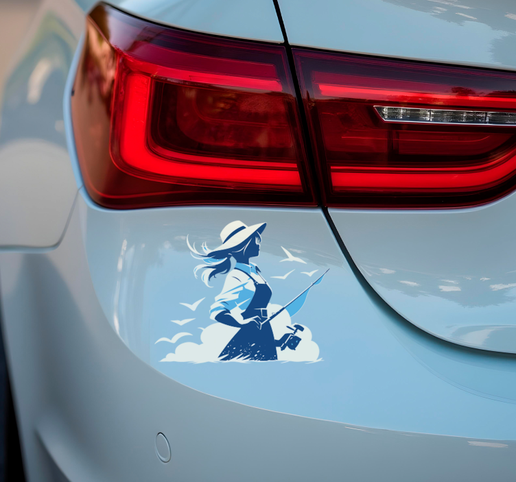 스티커 스티커 기타 스포츠 낚시하는 소녀 - TenStickers