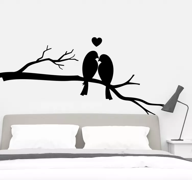벽 스티커 사랑하는 새들 가지 - TenStickers