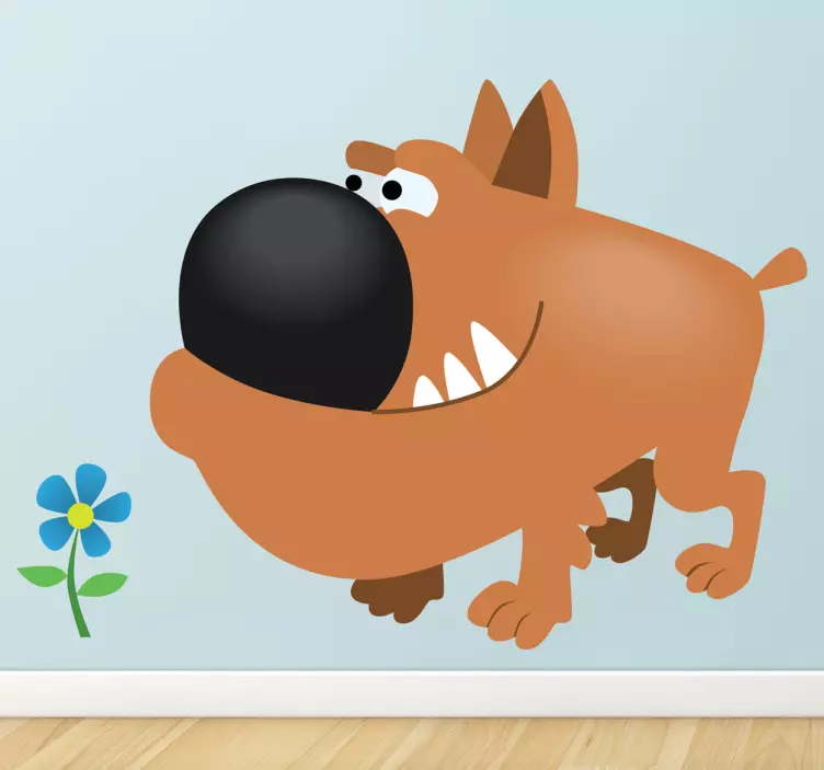 고양이 및 개 벽 스티커 장난기 많은 갈색 개 - TenStickers