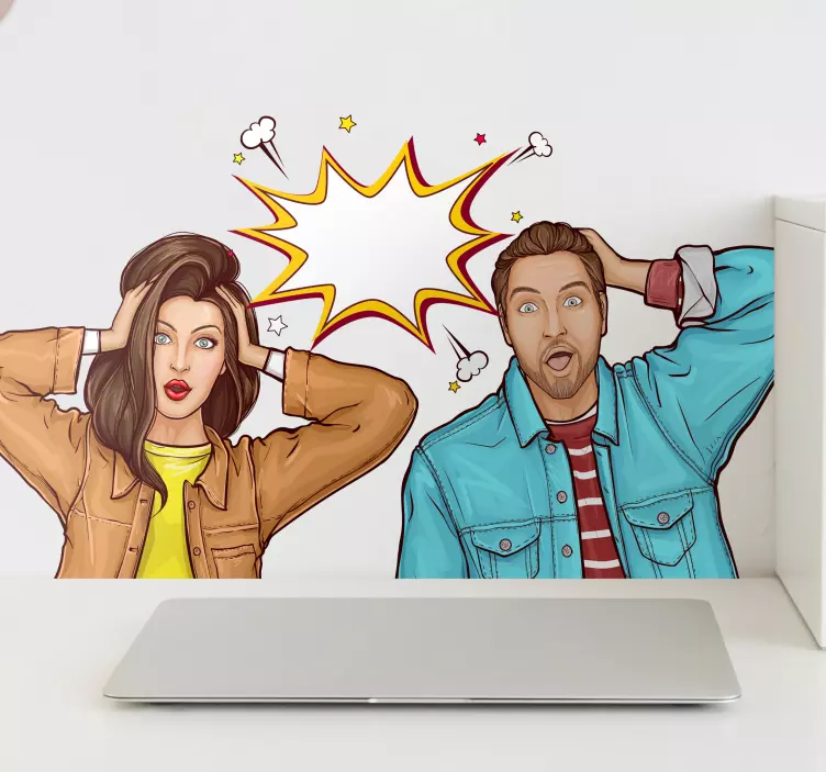 사람과 문자 벽 스티커 놀란 캐릭터 표정 - TenStickers