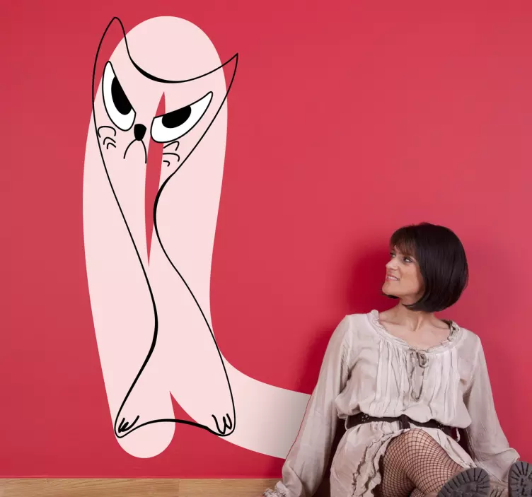 고양이 및 개 벽 스티커 기발한 고양이 윤곽 - TenStickers