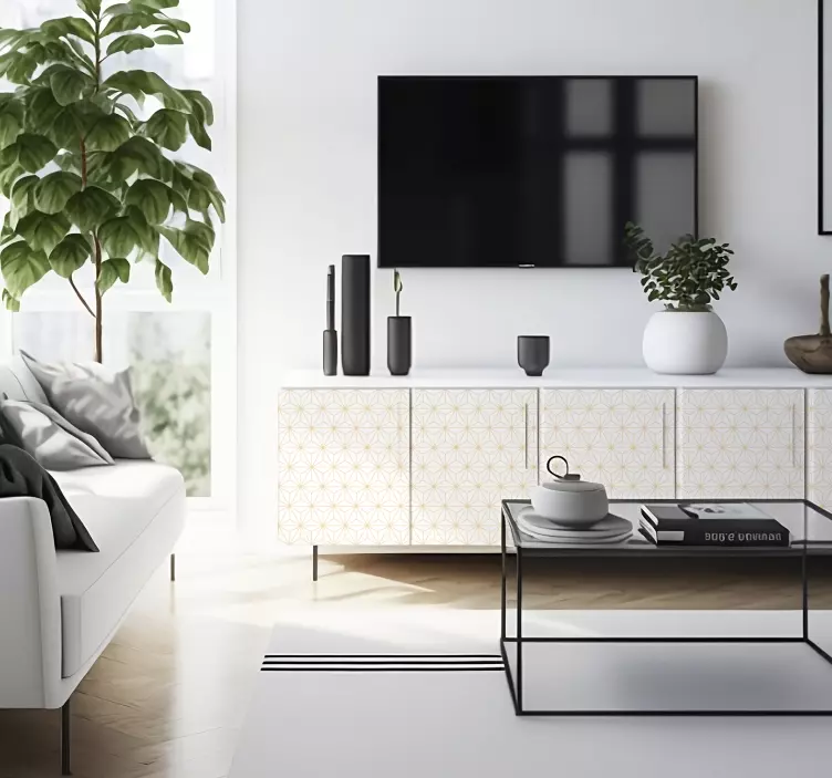 장식 라인 벽 스티커 흰색과 금색 줄흰색과 금색 줄이에요. - TenStickers