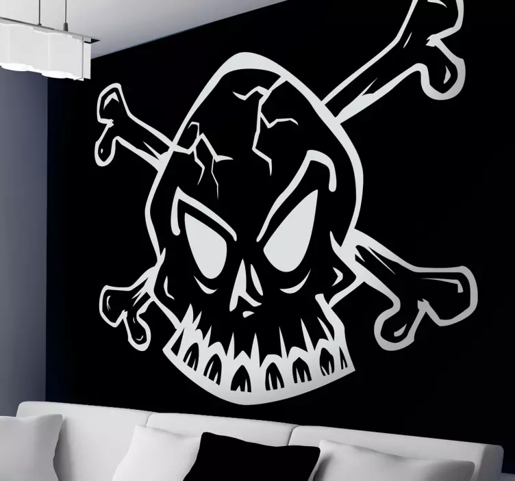 해골 스티커의 흰색 개요 - TenStickers