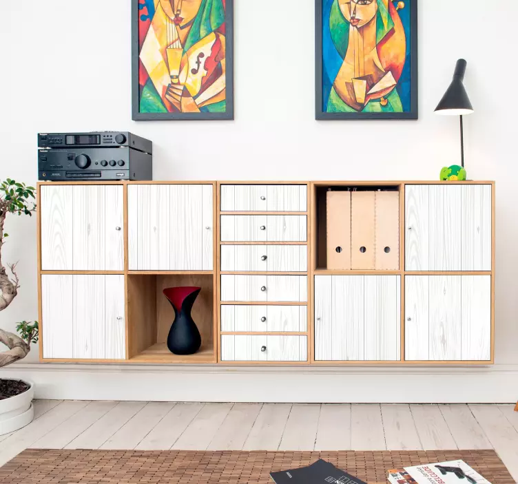 흰색 나무 패턴 가구 스티커 - TenStickers