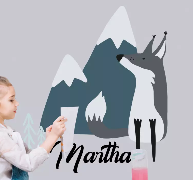 화이트 보드 벽 스티커 맞춤형 마운틴 울프 - TenStickers