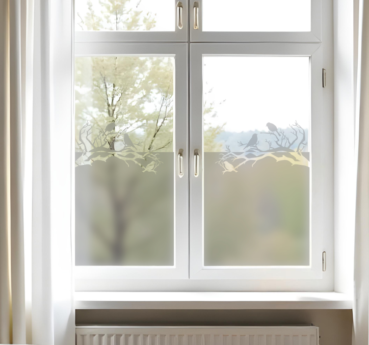 창 스티커 새가 있는 나뭇가지 - TenStickers