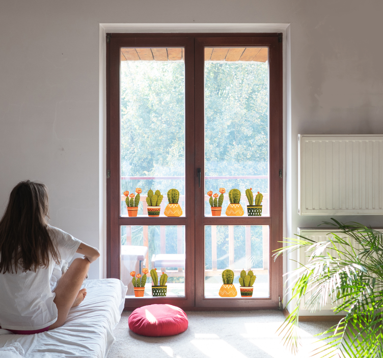 창 스티커 선인장 모양 - TenStickers