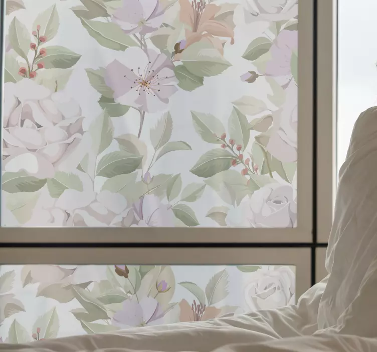 창 스티커 섬세한 꽃다발 디자인 - TenStickers