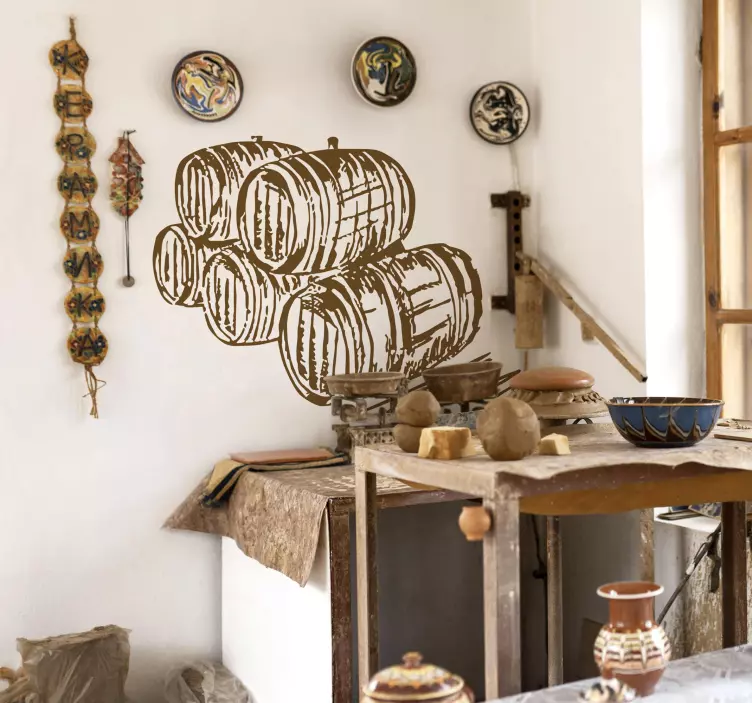 벽 스티커를 마신다 와인 배럴 - TenStickers