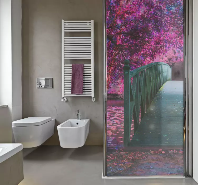 샤워 스티커 나무다리 풍경 - TenStickers