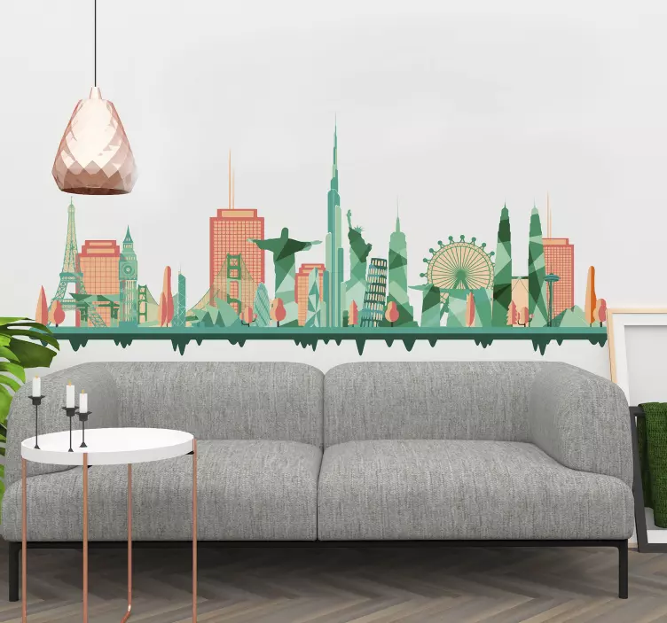 세계 명소 스카이 라인 스티커 - TenStickers