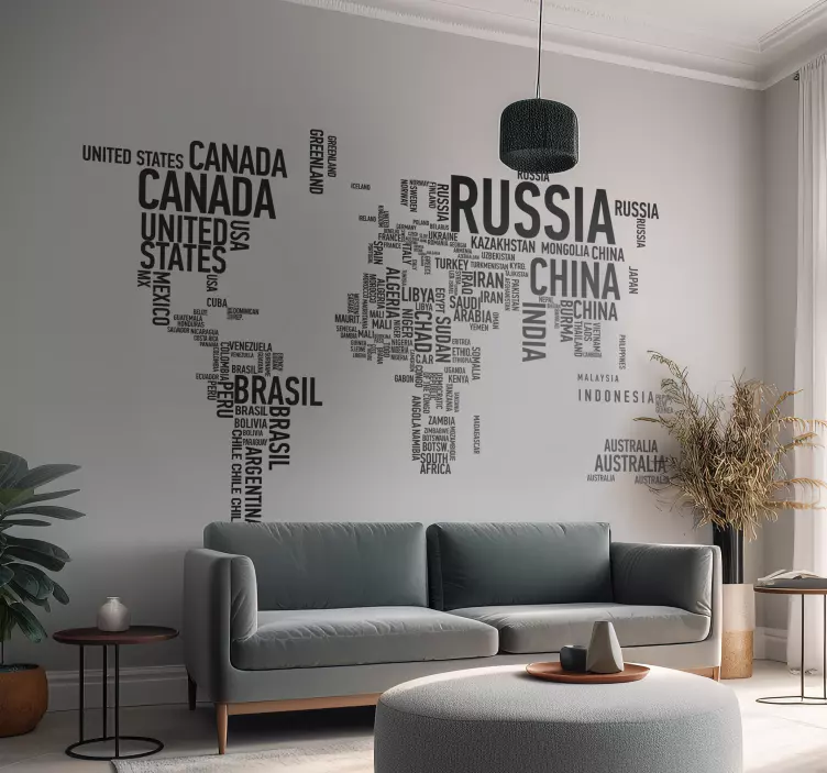 세계지도 텍스트 스티커 - TenStickers