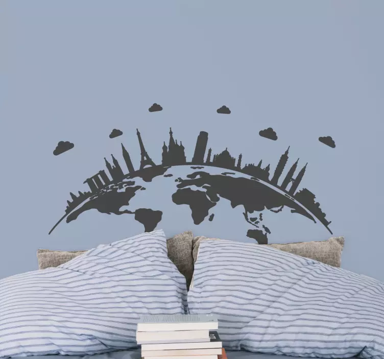 역사적인 기념물이있는 세계지도 - TenStickers