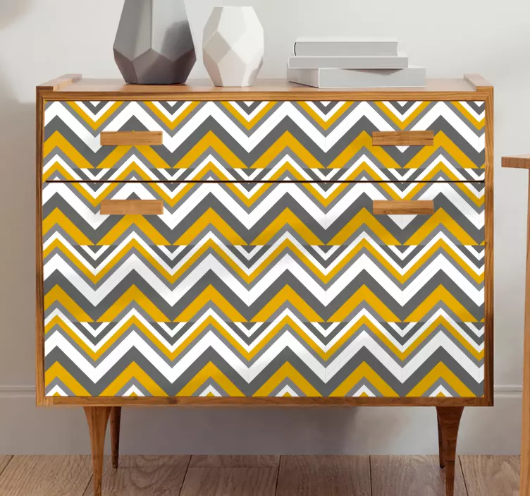 노란색과 회색 지그재그 북유럽 가구 데칼 - TenStickers