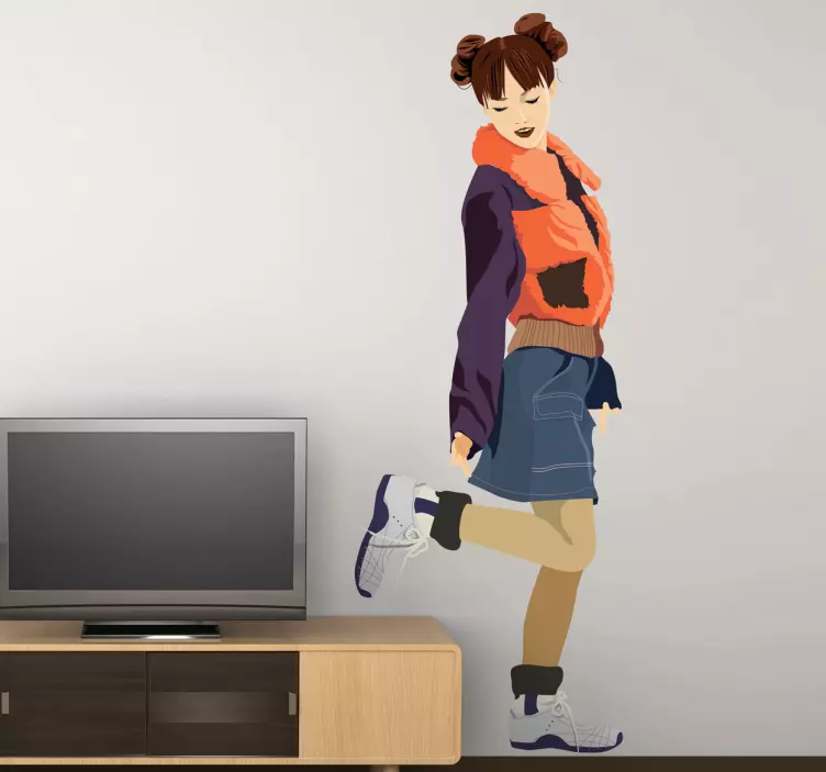 젊은 캐주얼 여자 벽 스티커 - TenStickers