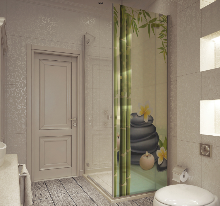 선 검은 돌 샤워 화면 스티커 - TenStickers