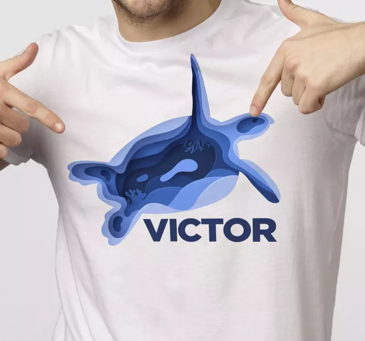 이름으로 추상 거북이 실루엣 티셔츠 - TenStickers