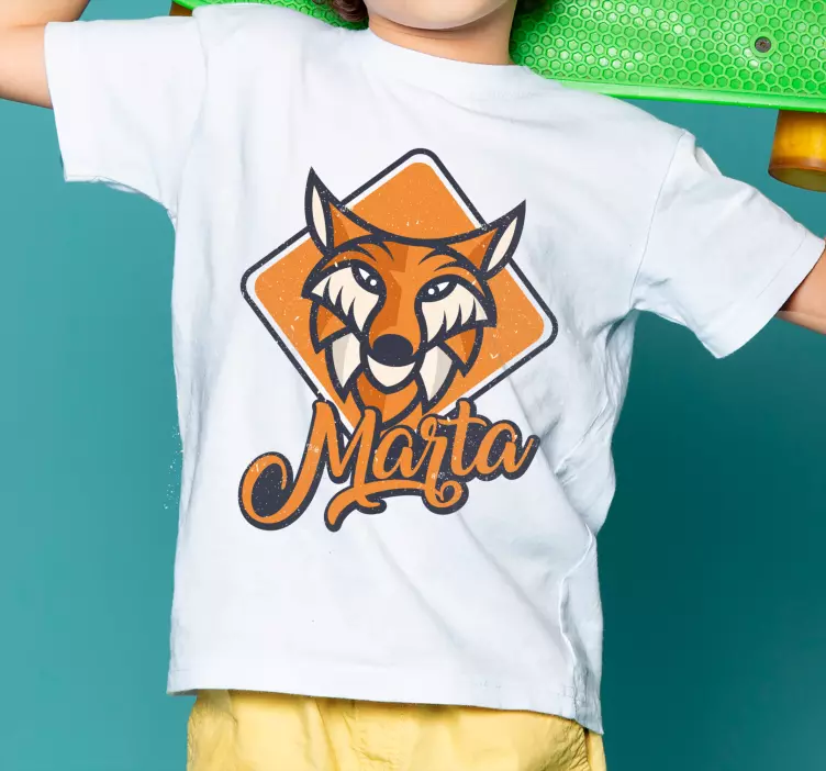이름이 있는 기하학 동물 현대 여우 티셔츠 - TenStickers