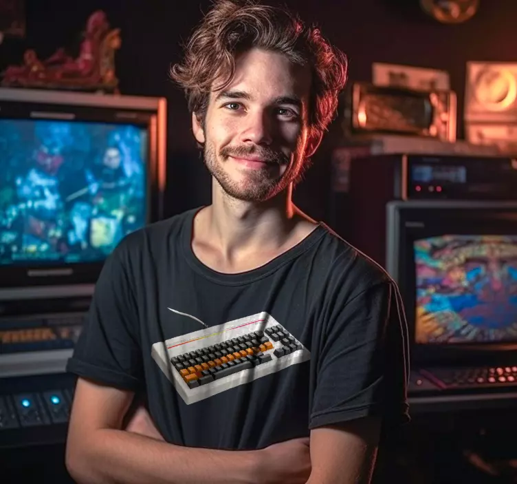 티셔츠 레트로 컴퓨터 키보드 - TenStickers