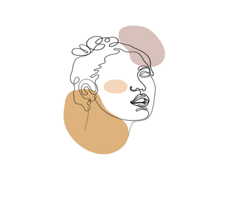 비닐 카펫 화이트 추상 얼굴과 원 - TenStickers