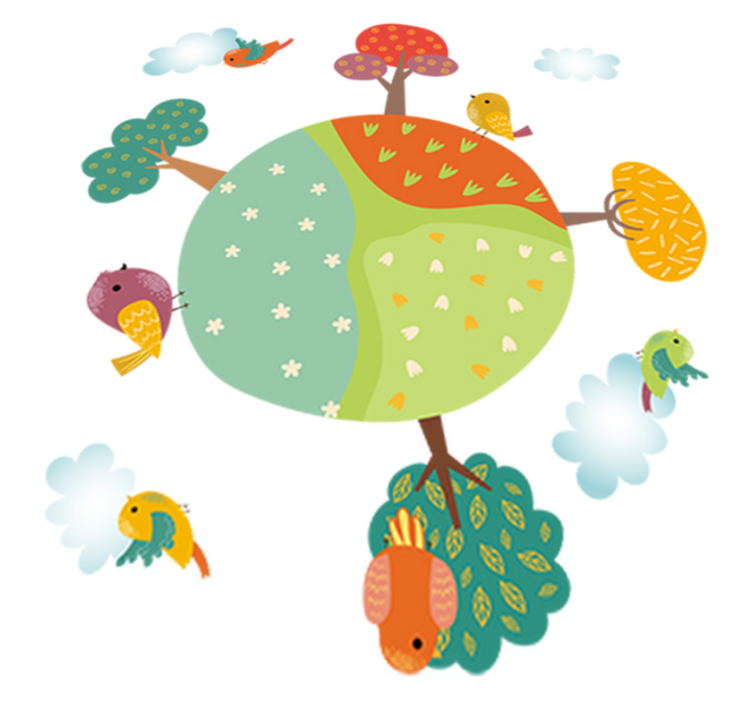 비닐 카펫 동물 스프링 화이트 서클 - TenStickers