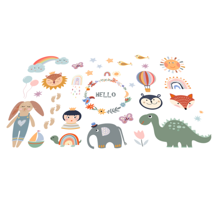 비닐 카펫 동물 아동용 플로럴 디자인 - TenStickers