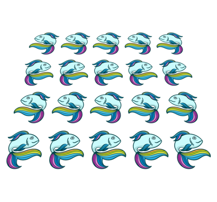 비닐 카펫 동물 블루 네온 피쉬 - TenStickers