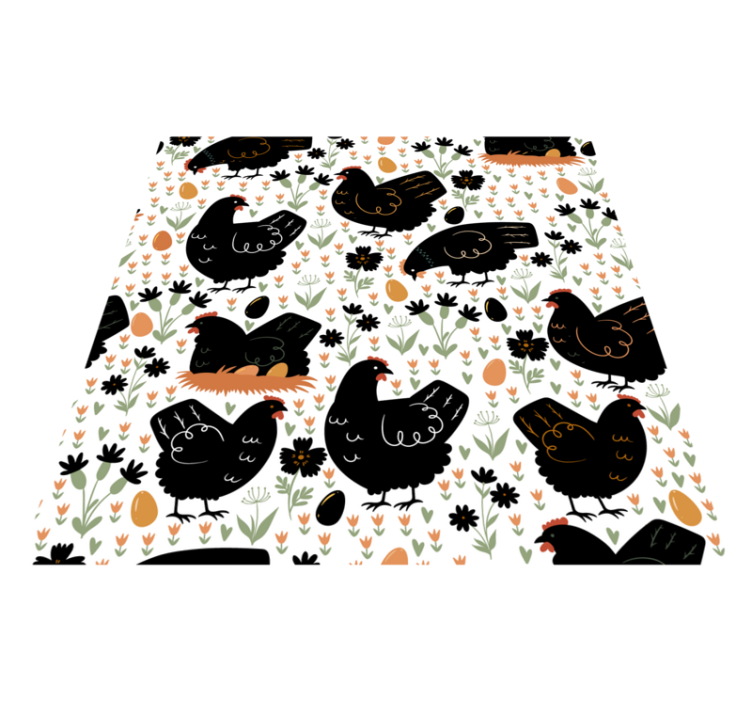 비닐 카펫 동물 흑백 닭 - TenStickers