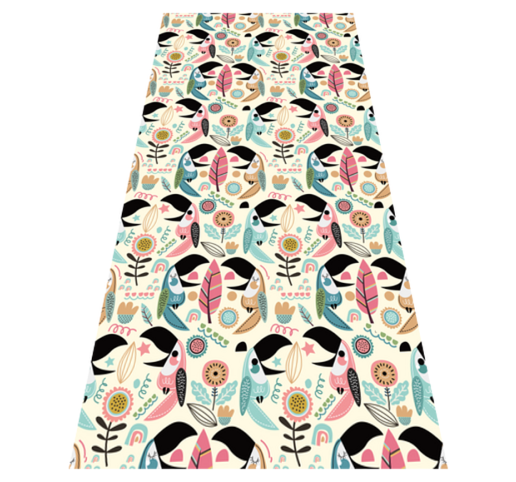 비닐 카펫 동물 블루 노르딕 파스텔 잎사귀 - TenStickers