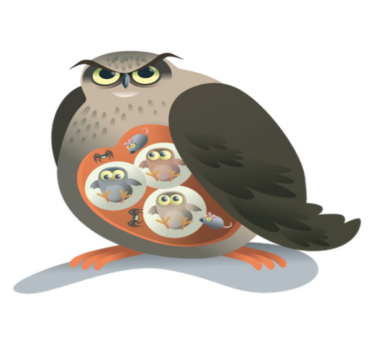 비닐 카펫 동물 어미 올빼미 - TenStickers