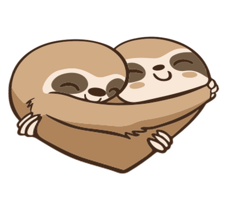 비닐 카펫 동물 애니메이션 나무늘보 하트 - TenStickers