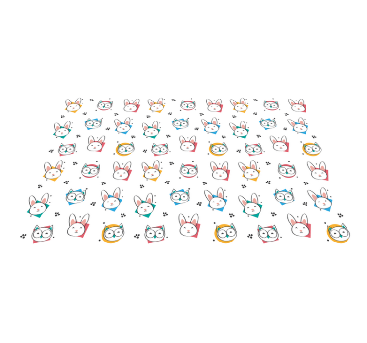 비닐 카펫 동물 부엉이 토끼 패턴 - TenStickers