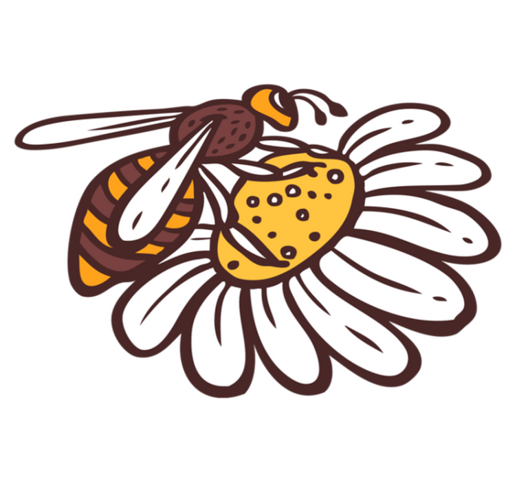 비닐 카펫 동물 꽃 위의 벌 - TenStickers