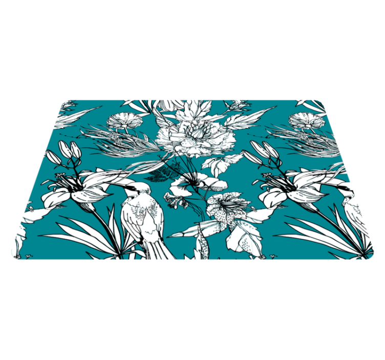 비닐 카펫 동물 화이트 야생 새 우아한 패턴 - TenStickers