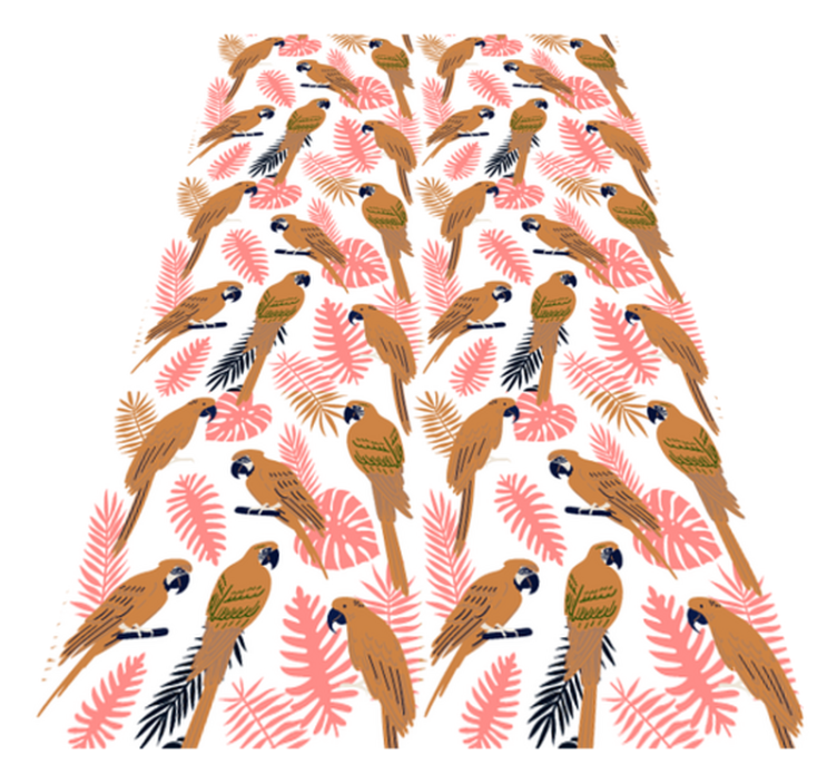 비닐 카펫 동물 오렌지 앵무새와 분홍 꽃 - TenStickers