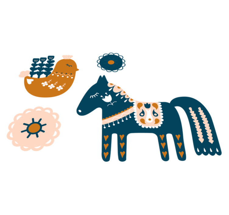 비닐 카펫 동물 다채로운 민속 동물 - TenStickers