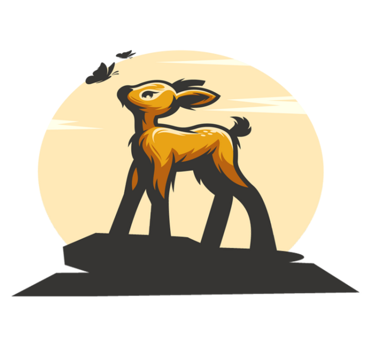 비닐 카펫 동물 사슴과 나비 - TenStickers