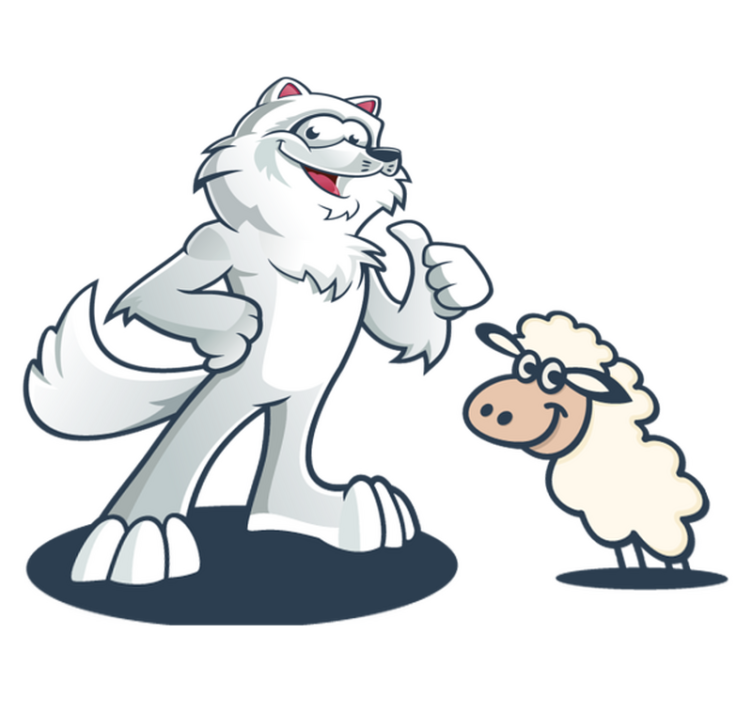 비닐 카펫 동물 즐거운 늑대 캐릭터 - TenStickers