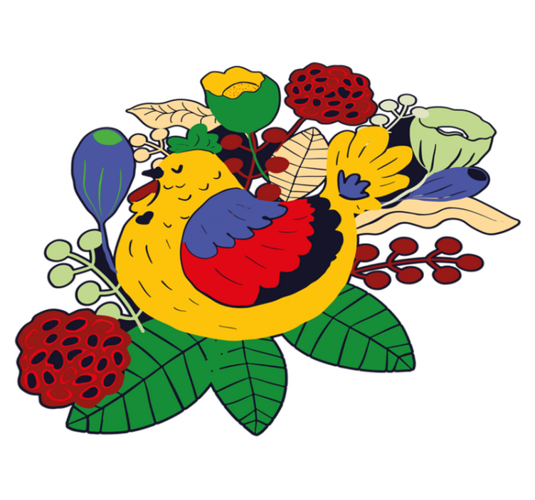 비닐 카펫 동물 화려한 새 꽃무늬 - TenStickers