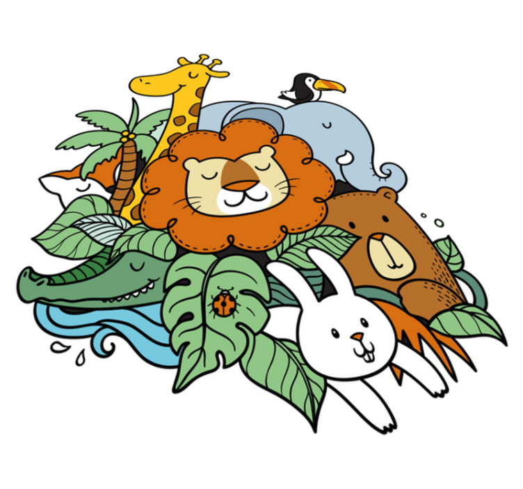 비닐 카펫 동물 장난기 가득한 동물 풍경 - TenStickers