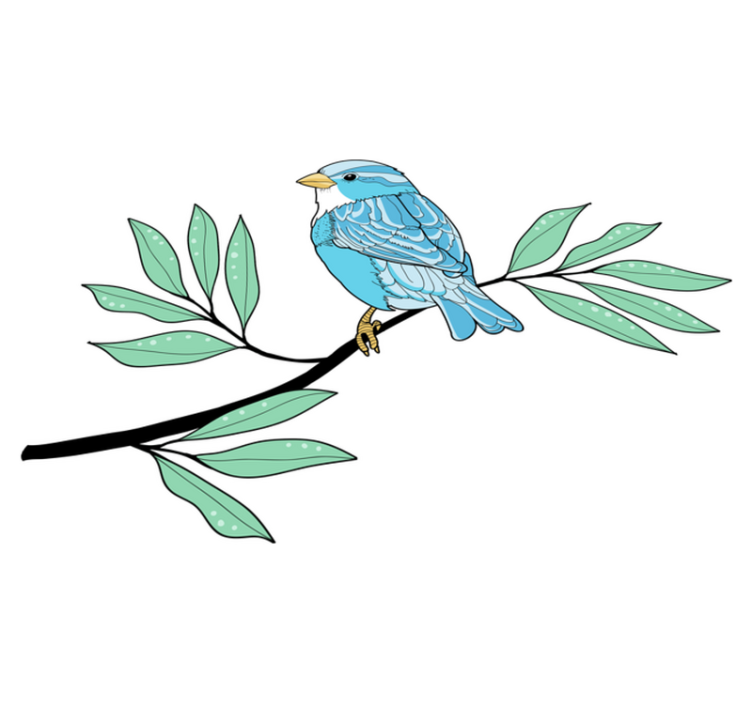 비닐 카펫 동물 푸른 깃털 새 - TenStickers