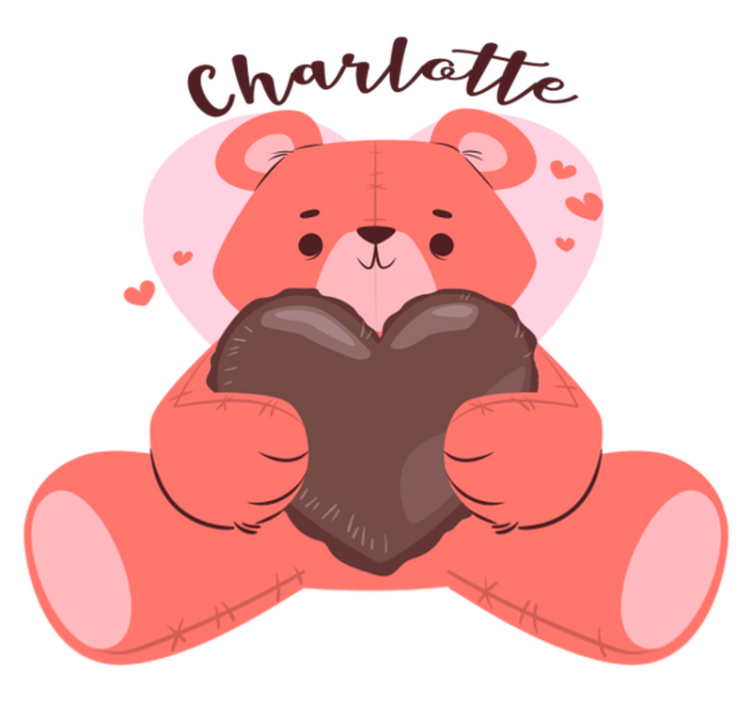 비닐 카펫 동물 사랑스러운 곰과 하트 - TenStickers