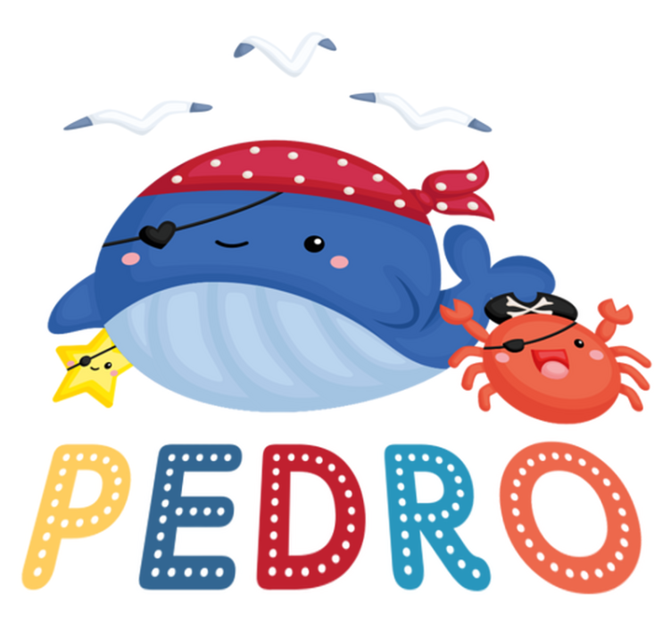 비닐 카펫 동물 귀여운 해적 고래 - TenStickers